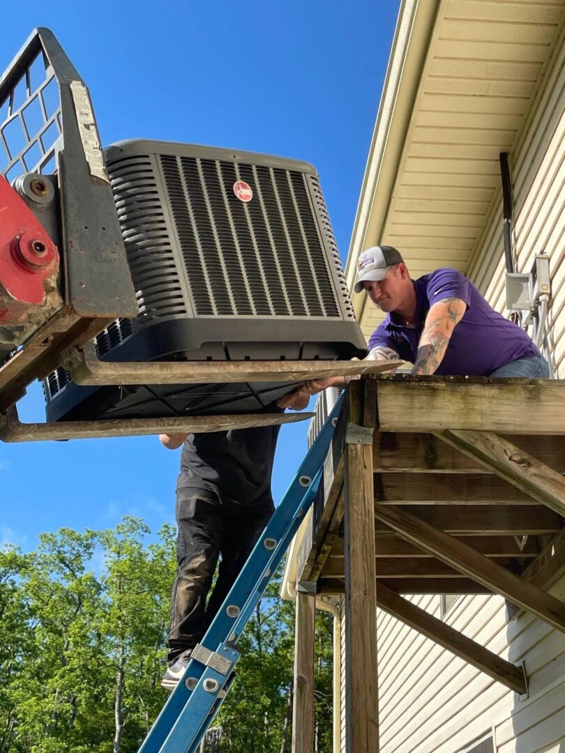 Men Installing the air conditioner